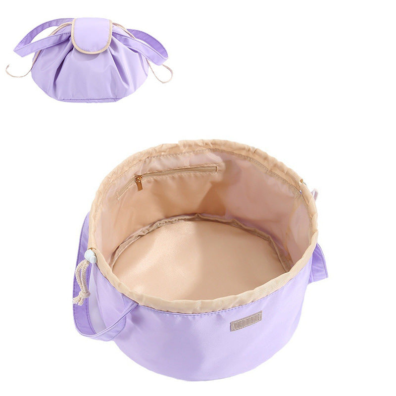 Barrel Drawstring Makeup Bag Large Capacity Women's Cosmetic Bag Toiletries Organizer Pouch Lady Travel Storage Case.