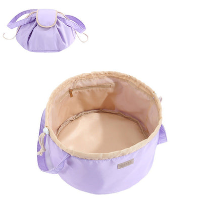 Barrel Drawstring Makeup Bag Large Capacity Women's Cosmetic Bag Toiletries Organizer Pouch Lady Travel Storage Case.