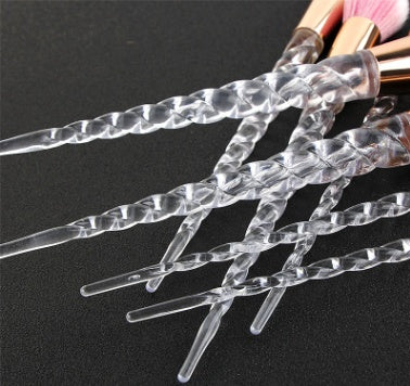 Spot 7 crystal makeup brush transparent spiral handle horn makeup brush makeup tool set new.