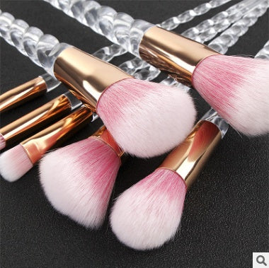 Spot 7 crystal makeup brush transparent spiral handle horn makeup brush makeup tool set new.