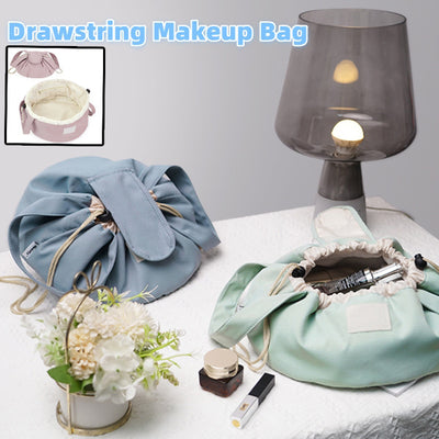 Barrel Drawstring Makeup Bag Large Capacity Women's Cosmetic Bag Toiletries Organizer Pouch Lady Travel Storage Case.