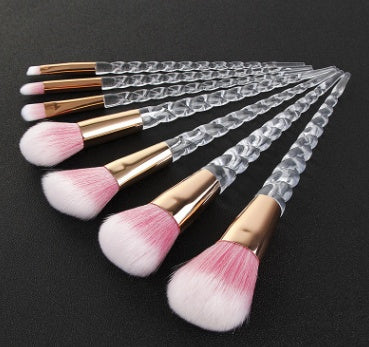 Spot 7 crystal makeup brush transparent spiral handle horn makeup brush makeup tool set new.