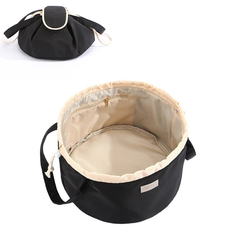 Barrel Drawstring Makeup Bag Large Capacity Women's Cosmetic Bag Toiletries Organizer Pouch Lady Travel Storage Case.