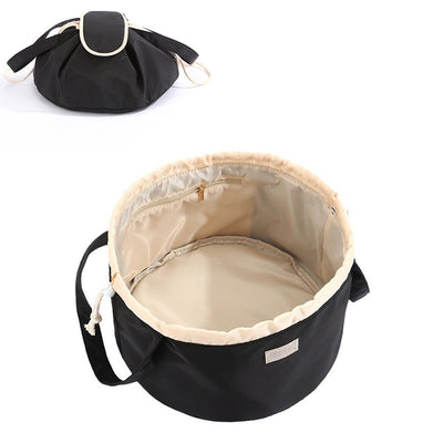 Barrel Drawstring Makeup Bag Large Capacity Women's Cosmetic Bag Toiletries Organizer Pouch Lady Travel Storage Case.