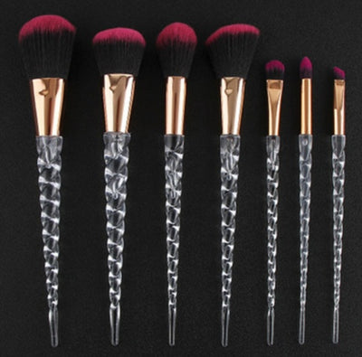 Spot 7 crystal makeup brush transparent spiral handle horn makeup brush makeup tool set new.
