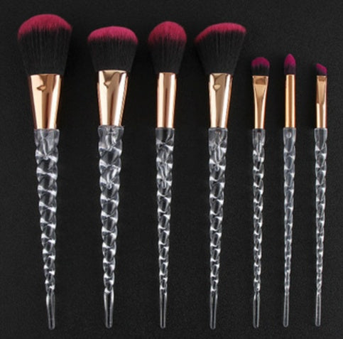 Spot 7 crystal makeup brush transparent spiral handle horn makeup brush makeup tool set new.