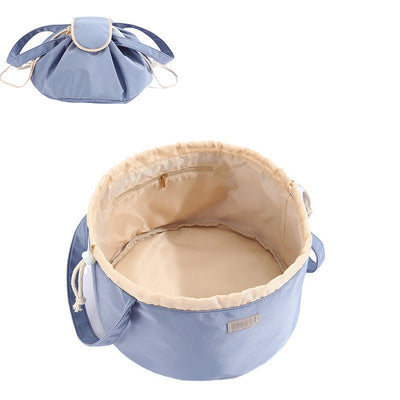 Barrel Drawstring Makeup Bag Large Capacity Women's Cosmetic Bag Toiletries Organizer Pouch Lady Travel Storage Case.