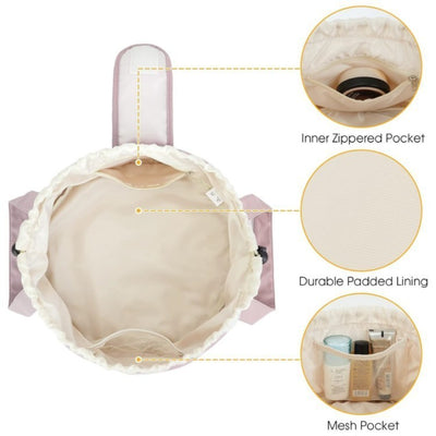 Barrel Drawstring Makeup Bag Large Capacity Women's Cosmetic Bag Toiletries Organizer Pouch Lady Travel Storage Case.