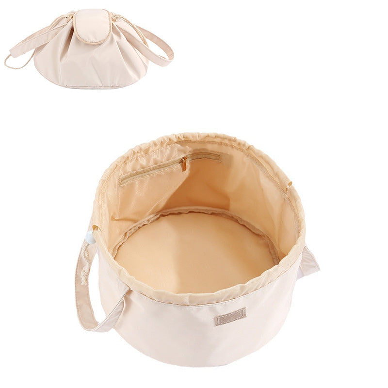 Barrel Drawstring Makeup Bag Large Capacity Women's Cosmetic Bag Toiletries Organizer Pouch Lady Travel Storage Case.