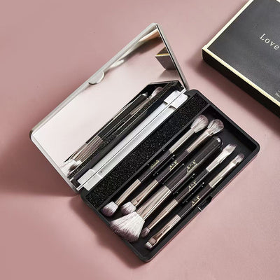 Makeup With Mirror Multifunctional Makeup Brush Suit.