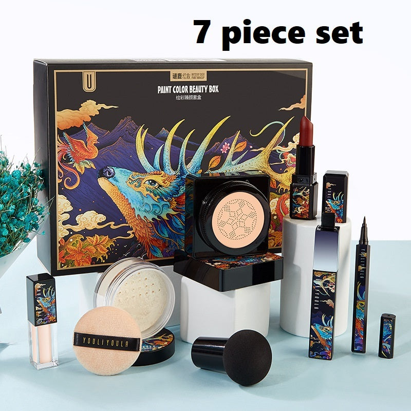Elk Makeup Nine-piece Set Makeup Powder Air Cushion BB Cream Lipstick Affordable Makeup Set.