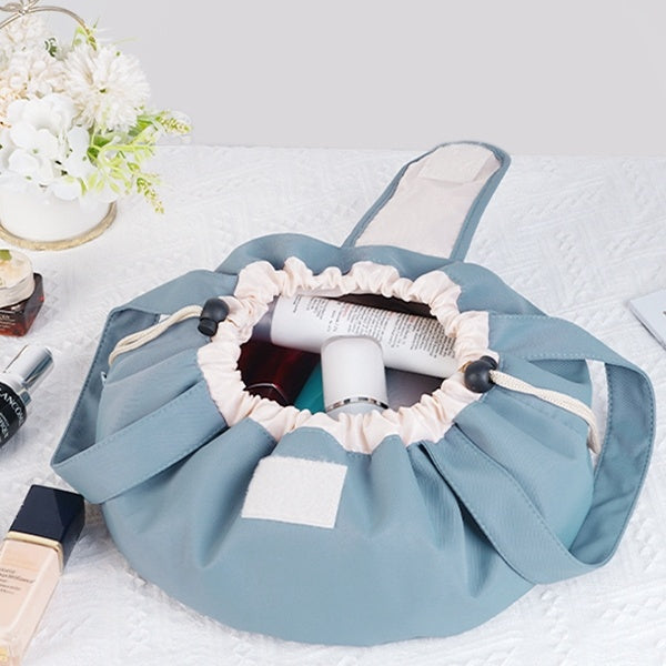 Barrel Drawstring Makeup Bag Large Capacity Women's Cosmetic Bag Toiletries Organizer Pouch Lady Travel Storage Case.