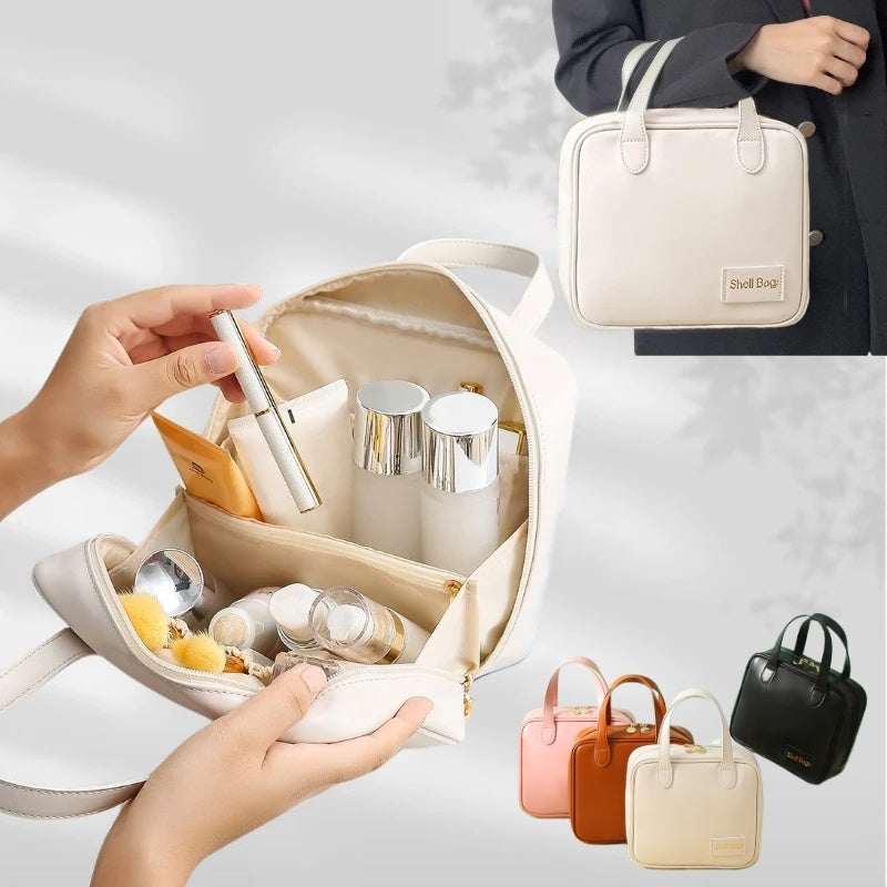 PU Large Capacity Travel Make Up Storage Organizer Makeup Pouch Cosmetic Bag Shell Bags.