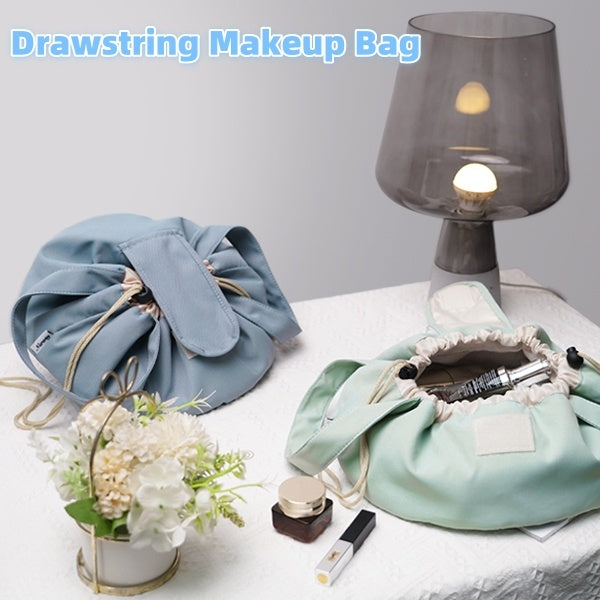 Barrel Drawstring Makeup Bag Large Capacity Women's Cosmetic Bag Toiletries Organizer Pouch Lady Travel Storage Case.